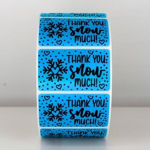 Thank You Snow Much Stickers | Winter Snowflake Labels | Holiday Packaging